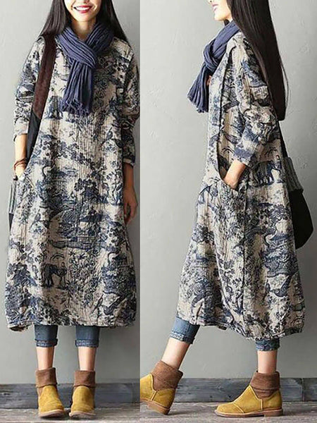 【DKNY】プリント コットンマキシドレス ハクプリントカフタンワンピース ｜ハウス オブ ロータス＜HOUSE